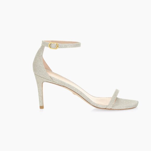 Stuart Weitzman - Nudistcurve Glitter Kitten Heel Sandal - Picture 7 of 11